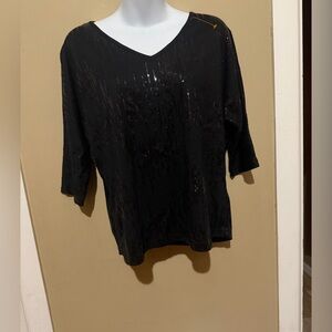 Sag Harbor Elegant Black Sequin Top